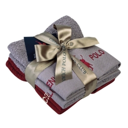 Πετσέτες 2670 (Σετ 4τμχ) Grey-Bordo Greenwich Polo Club Σετ Πετσέτες 30x50cm 100% Βαμβάκι