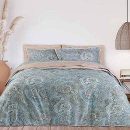Κουβερλί Prestige 1669 Light Blue-Ocher Das Home Υπέρδιπλο 220x240cm 100% Βαμβακοσατέν