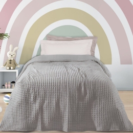 Κουβέρτα Παιδική Πικέ 1202 Grey Das Home Μονό 160x220cm 100% Βαμβάκι