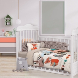 Σεντόνια Βρεφικά 4849 Smile Digital (Σετ 3τμχ) Ecru-Orange Das Home Κούνιας 125x170cm 100% Βαμβάκι