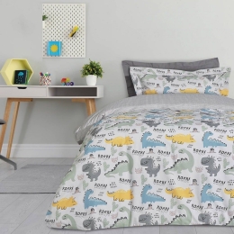 Παπλωματοθήκη Παιδική 4868 (Σετ 2τμχ) Grey-Yellow-Green Das Home Μονό 160x240cm Βαμβάκι-Πολυέστερ