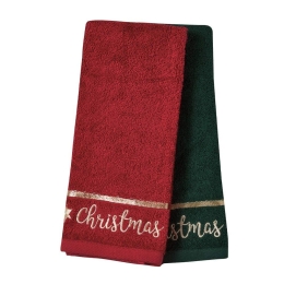Ποτηρόπανα Christmas 0702 (Σετ 2τμχ) Red-Green Das Home