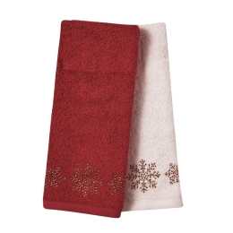 Ποτηρόπανα Christmas 0704 (Σετ 2τμχ) Red-Ivory Das Home