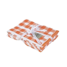 Ποτηρόπανα 0711 (Σετ 2τμχ) Orange-White Das Home 100% Βαμβάκι