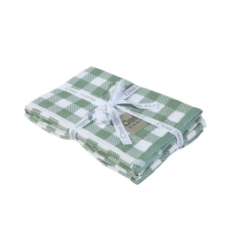 Ποτηρόπανα 0713 (Σετ 2τμχ) Green-White Das Home 100% Βαμβάκι