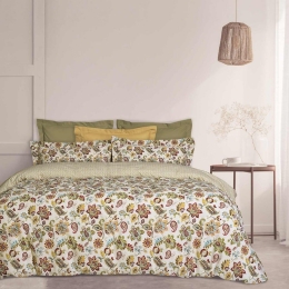 Παπλωματοθήκη 5409 Casual (Σετ 2τμχ) Ecru-Green-Red Das Home Μονό 160x240cm Βαμβάκι-Πολυέστερ
