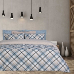 Σεντόνια 9616 Happy Flannel (Σετ 3τμχ) Blue-Beige-Grey Das Home Μονό 170x260cm 100% Βαμβακερή Φανέλα