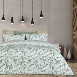 Παπλωματοθήκη 9618 Happy Flannel (Σετ 3τμχ) Ivory-Green Das Home Υπέρδιπλο 220x240cm 100% Βαμβακερή Φανέλα