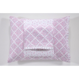 Σεντόνια Βρεφικά 770 (Σετ 3τμχ) White-Pink Down Town Κούνιας 125x175cm 100% Βαμβακοσατέν