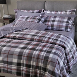 Παπλωματοθήκη 808 Daniel (Σετ 2τμχ) Grey-Bordo Down Town Μονό 175x245cm 100% Βαμβακοσατέν