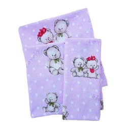 Σεντόνι Βρεφικό Two Lovely Bears 65 Lila DimCol Λίκνου 80x110cm Χωρίς Λάστιχο 100% Βαμβάκι