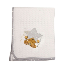 Κουβέρτα Βρεφική Πικέ Αστέρι 124 White-Grey DimCol Κούνιας 100x160cm 100% Βαμβάκι