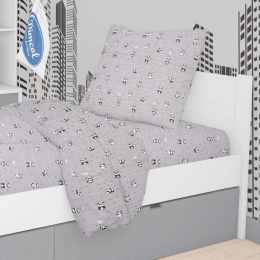 Μαξιλαροθήκη Παιδική Panda 112 Grey-Green DimCol 35X45 100% Βαμβάκι