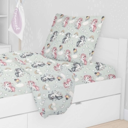 Μαξιλαροθήκη Παιδική Εμπριμέ Unicorn 106 Green DimCol 50Χ70 50x70cm 100% Βαμβάκι