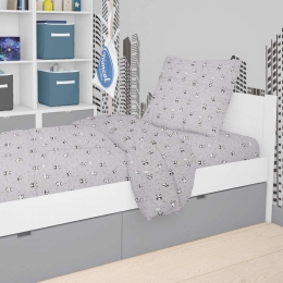 Πάπλωμα Παιδικό Εμπριμέ Panda 112 Grey-Green DimCol Μονό 160x240cm 100% Βαμβάκι