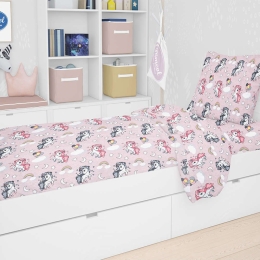 Πάπλωμα Παιδικό Εμπριμέ Unicorn 107 Lila DimCol Μονό 160x240cm 100% Βαμβάκι