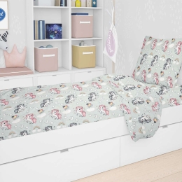 Παπλωματοθήκη Βρεφική Εμπριμέ Unicorn 106 Green DimCol 120x160cm 100% Βαμβάκι
