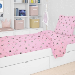 Παπλωματοθήκη Παιδική Εμπριμέ Panda 111 Pink DimCol Μονό 160x240cm 100% Βαμβάκι