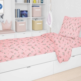 Παπλωματοθήκη Παιδική Εμπριμέ Birds 15 Pink DimCol Μονό 160x240cm 100% Βαμβακερή Φανέλα