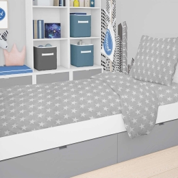 Σεντόνι Βρεφικό Με Λάστιχο Star 35 Grey DimCol Λίκνου 70x140cm 100% Βαμβάκι