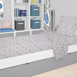 Σεντόνια Βρεφικά Σετ 3τμχ Εμπριμέ Panda 112 Grey-Green DimCol Κούνιας 120x160cm 100% Βαμβάκι