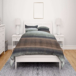 Σεντόνια Εμπριμέ Σετ 4τμχ Hor Stripes 01 Brown DimCol Υπέρδιπλο 220x240cm 100% Βαμβακερή Φανέλα