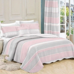 Κουβερλί Σετ 3τμχ Grey-Pink 408 Dim Διπλό 220x240cm 100% Βαμβακερό Περκάλι