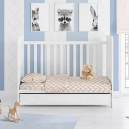 Παπλωματοθήκη Βρεφική Windows 151 White-Beige DimCol 120x160cm 100% Βαμβάκι