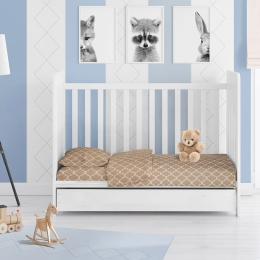 Σεντόνια Βρεφικά Windows 150 Σετ 3τμχ Beige DimCol Κούνιας 120x160cm 100% Βαμβάκι