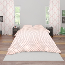 Σεντόνια Σετ 4τμχ Windows 161 White-Coral DimCol King Size 240x270cm 100% Βαμβάκι