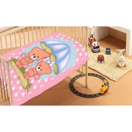 Κουβέρτα Βρεφική Βελουτέ Rainy Bears 06 Pink DimCol Κούνιας Πολυέστερ