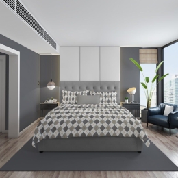 Παπλωματοθήκη Diamond 328 Grey DimCol Υπέρδιπλo 220x240cm 100% Βαμβακερή Φανέλα