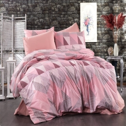 Παπλωματοθήκη Geometrical 331 Pink-Salmon DimCol Υπέρδιπλo 100% Βαμβακερή Φανέλα