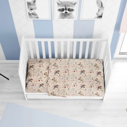 Παπλωματοθήκη Βρεφική Africa 145 Beige DimCol 100% Βαμβακερή Φανέλα