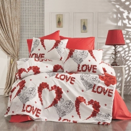 Παπλωματοθήκη Πάθος 303 White-Red DimCol Μονό Βαμβάκι-Πολυέστερ
