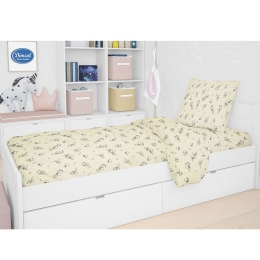 Παπλωματοθήκη Παιδική Birds 16 Ecru DimCol Μονό 100% Βαμβακερή Φανέλα