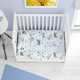 Σεντόνια Βρεφικά Africa 144 (Σετ 3τμχ) Sky Blue DimCol Κούνιας 100% Βαμβακερή Φανέλα
