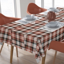 Τραπεζομάντηλο Με Τραβέρσα Tartan 492 (Σετ 2τμχ) Orange DimCol 140Χ220 140x220cm Βαμβάκι-Πολυέστερ
