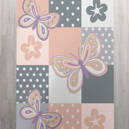 Χαλί Παιδικό Butterfly 286 Grey-Pink DimCol 135X200cm