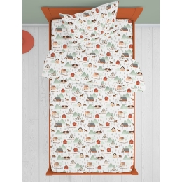 Πάπλωμα Παιδικό Country 181 White-Green DimCol Μονό 160x240cm 100% Βαμβάκι
