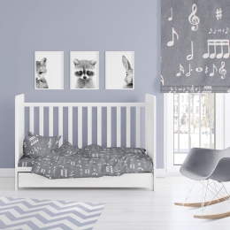 Παπλωματοθήκη Βρεφική Πεντάγραμμο 445 Grey DimCol 120x160cm Βαμβάκι-Πολυέστερ