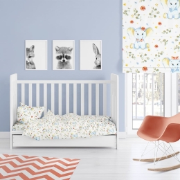 Σεντόνι Βρεφικό Elephant 175 Με Λάστιχο White-Blue DimCol Κούνιας 70x155cm 100% Βαμβάκι