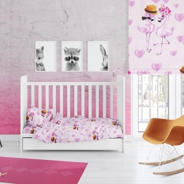 Σεντόνι Βρεφικό Flamingo 169 Με Λάστιχο Lila DimCol Κούνιας 70x155cm 100% Βαμβάκι