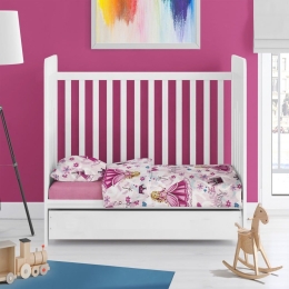Παπλωματοθήκη Βρεφική Princess 390 Pink DimCol 120x160cm Βαμβάκι-Πολυέστερ