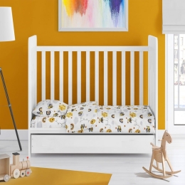 Κατωσέντονο Βρεφικό Με Λάστιχο Honey Bee 545 White-Yellow DimCol Κούνιας 70x155cm 100% Βαμβάκι