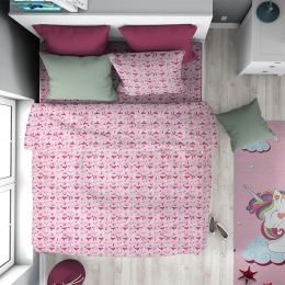 Παπλωματοθήκη Παιδική Fox 525 Pink DimCol Μονό 160x240cm 100% Βαμβάκι