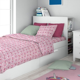 Σεντόνι Παιδικό Fox 525 (Σετ 2τμχ) Pink DimCol Μονό 160x240cm 100% Βαμβάκι