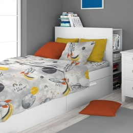 Σεντόνια Παιδικά Spaceship 187 (Σετ 3τμχ) Grey DimCol Μονό 160x240cm 100% Βαμβάκι
