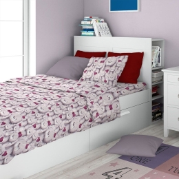 Σεντόνια Παιδικά Teddy Bear 536 (Σετ 3τμχ) Purple DimCol Μονό 160x240cm 100% Βαμβάκι
