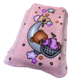 Κουβέρτα Βρεφική Βελουτέ Crescent Moon 32 Baby Pink DimCol Κούνιας 110x140cm Πολυέστερ